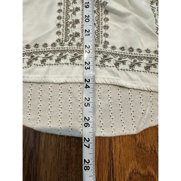 Lucky Brand Women's Embroidered Cap Sleeve Tunic Top Ivory Size XL Boho Chic - Picture 8 of 8
